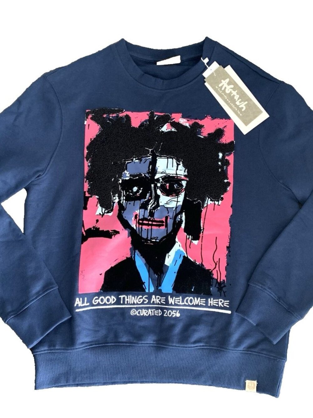 AGTAWH Curated Sweatshirt Men's S 100% Cotton Pageant Blue French Terry  NWT
